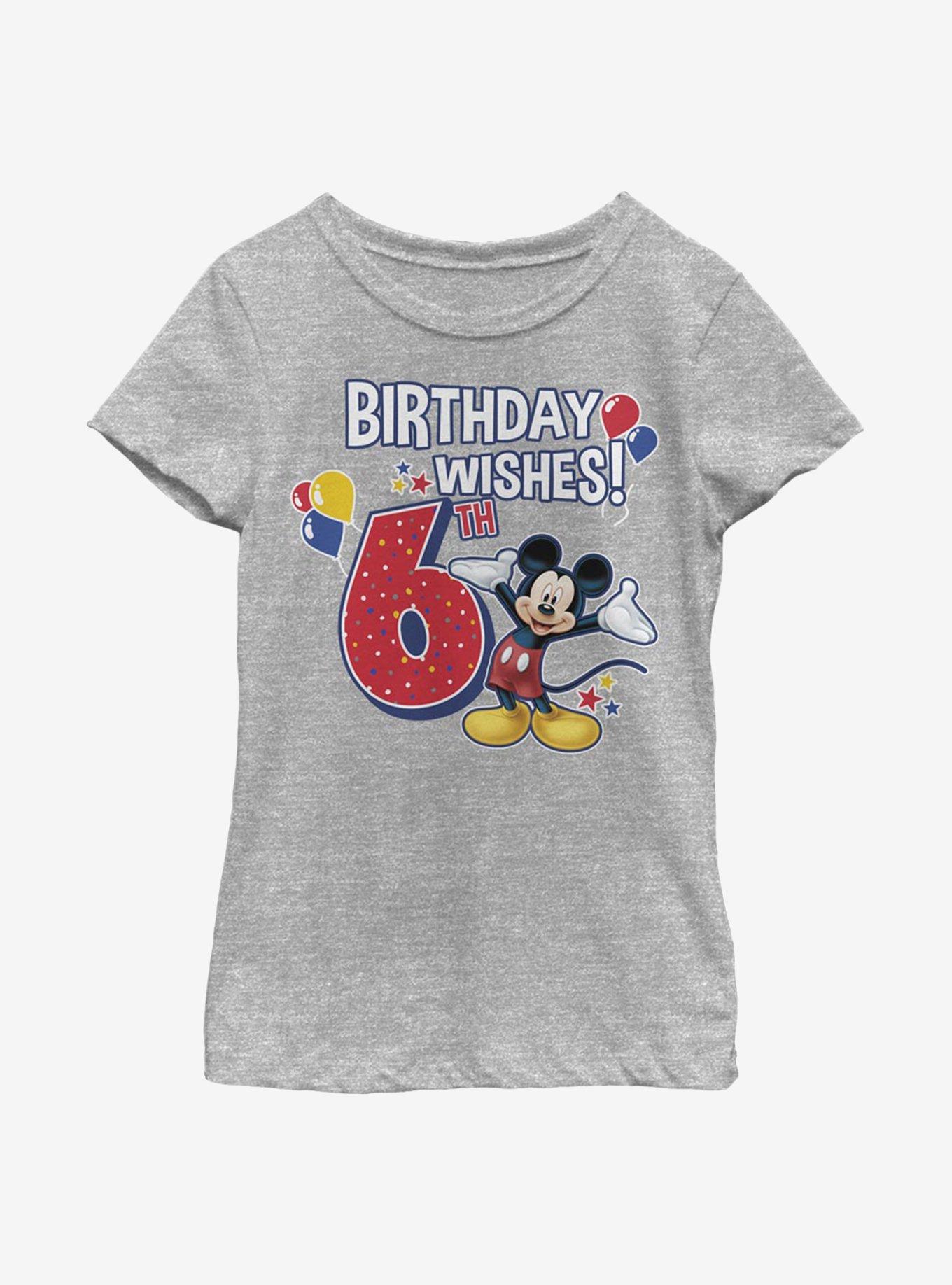 Disney Mickey Mouse Mickey Birthday 6 Youth Girls T-Shirt, , hi-res