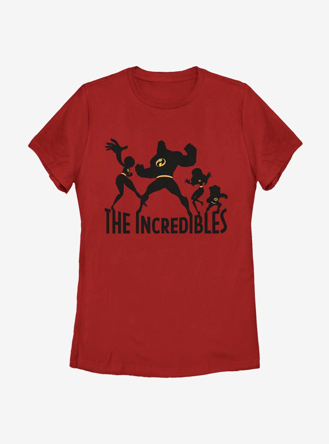 Disney Pixar The Incredibles Family Silhouette Womens T-Shirt, RED, hi-res