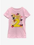 Disney Mickey Mouse Mickey Birthday Girl Is 2 Youth Girls T-Shirt, PINK, hi-res