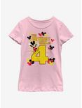 Disney Mickey Mouse Mickey Birthday Girl Is 4 Youth Girls T-Shirt, PINK, hi-res