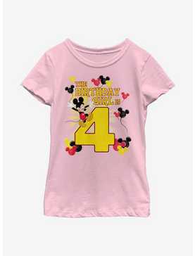 Disney Mickey Mouse Mickey Birthday Girl Is 4 Youth Girls T-Shirt, , hi-res