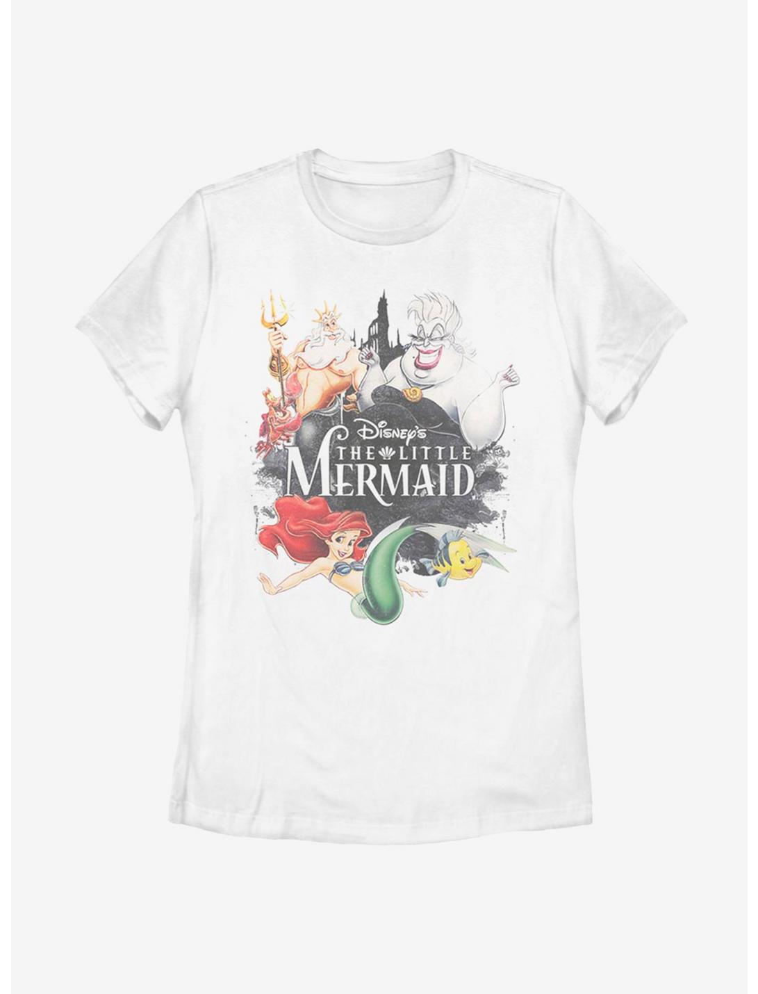 Disney The Little Mermaid Watercolor Mermaid Womens T-Shirt, WHITE, hi-res