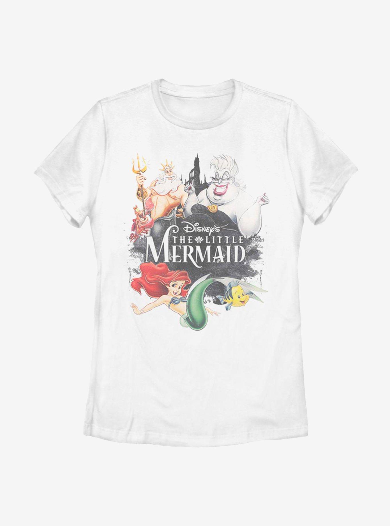Disney The Little Mermaid Watercolor Mermaid Womens T-Shirt, WHITE, hi-res