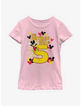 Disney Mickey Mouse Mickey Birthday Girl Is 5 Youth Girls T-Shirt, , hi-res