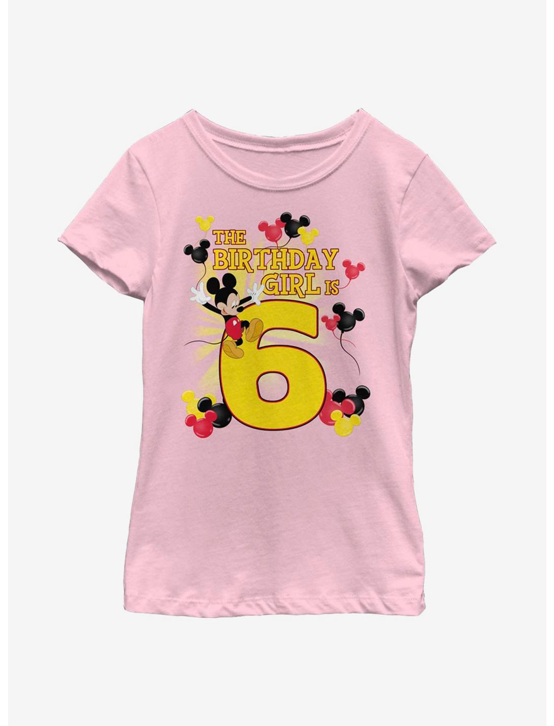Disney Mickey Mouse Mickey Birthday Girl Is 6 Youth Girls T-Shirt, PINK, hi-res