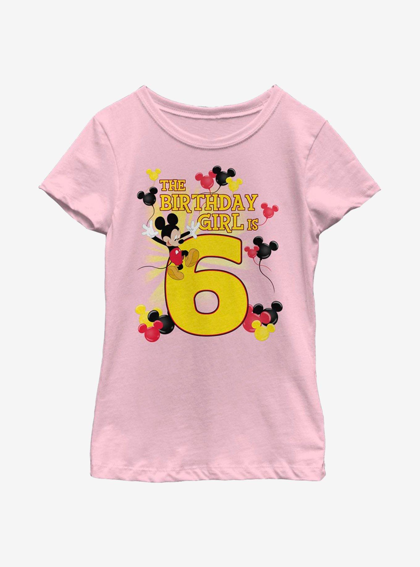 Disney Mickey Mouse Mickey Birthday Girl Is 6 Youth Girls T-Shirt, , hi-res