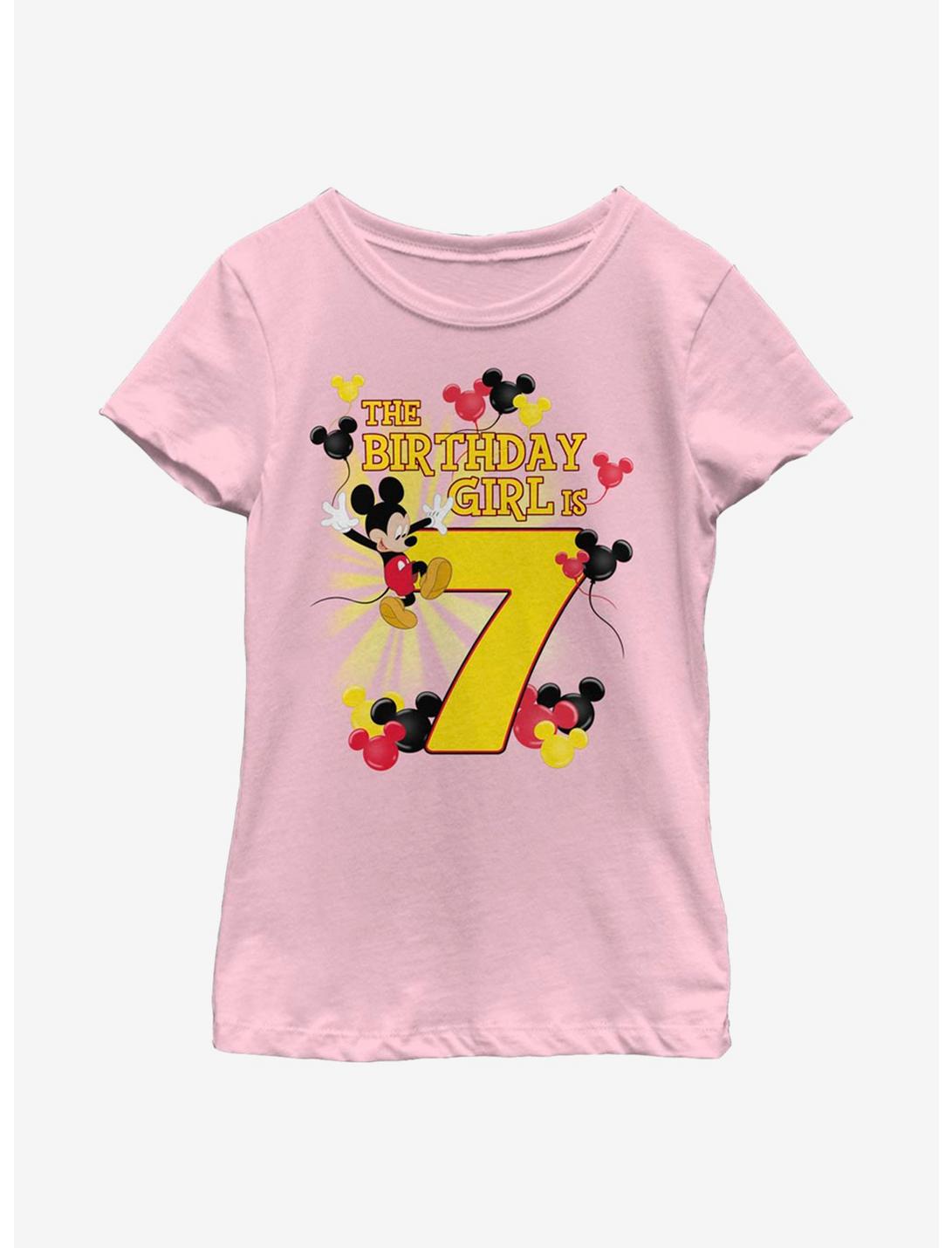 Disney Mickey Mouse Mickey Birthday Girl Is 7 Youth Girls T-Shirt, PINK, hi-res