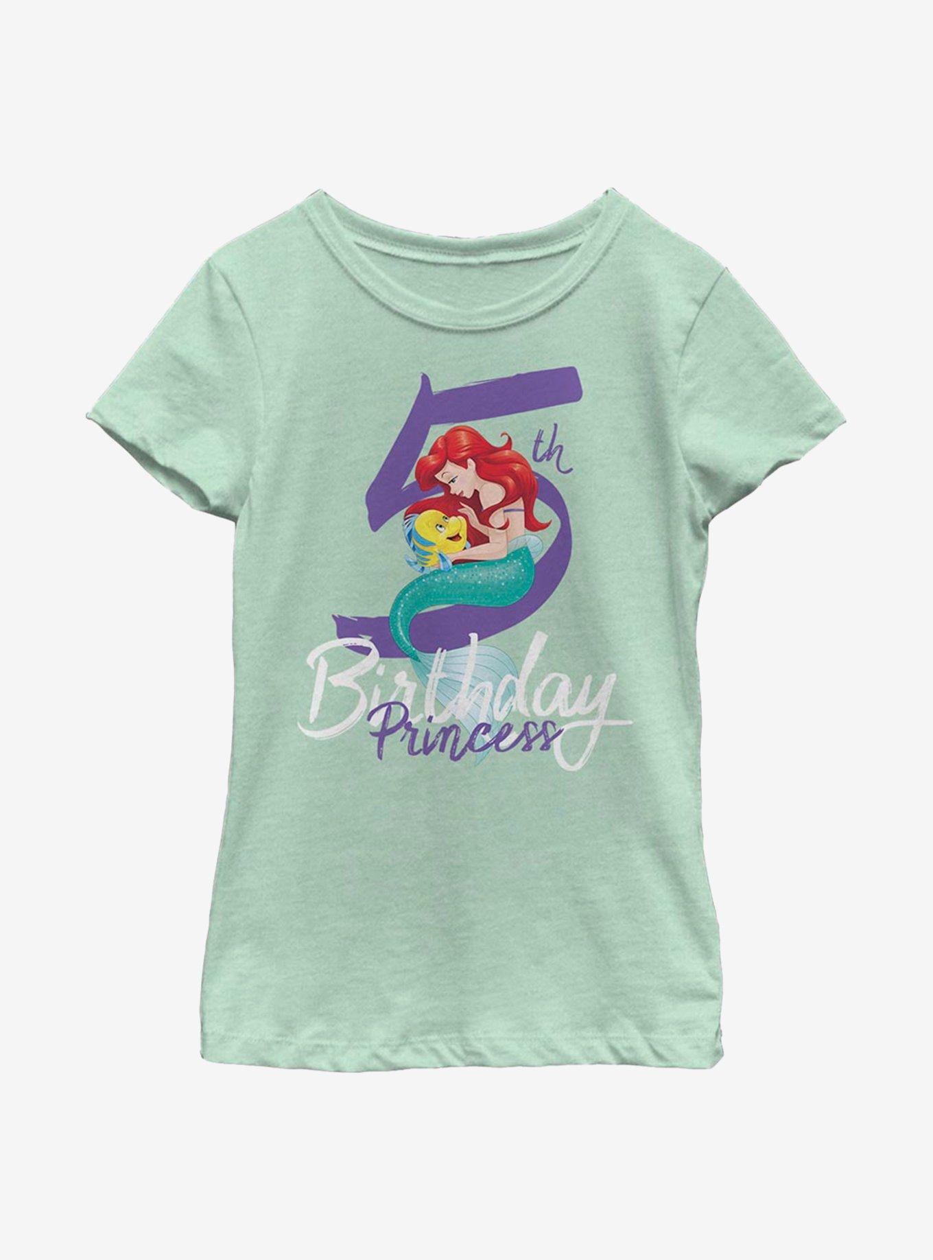 Disney The Little Mermaid Birthday Mermaid Five Youth Girls T-Shirt