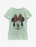 Disney Mickey Mouse Modern Minnie Face Leopard Youth Girls T-Shirt, MINT, hi-res