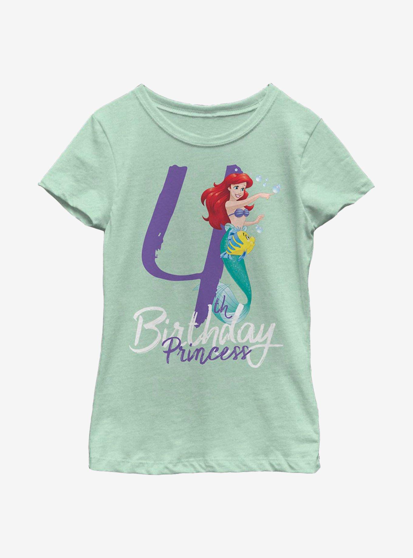 Disney The Little Mermaid Birthday Mermaid Four Youth Girls T-Shirt, , hi-res