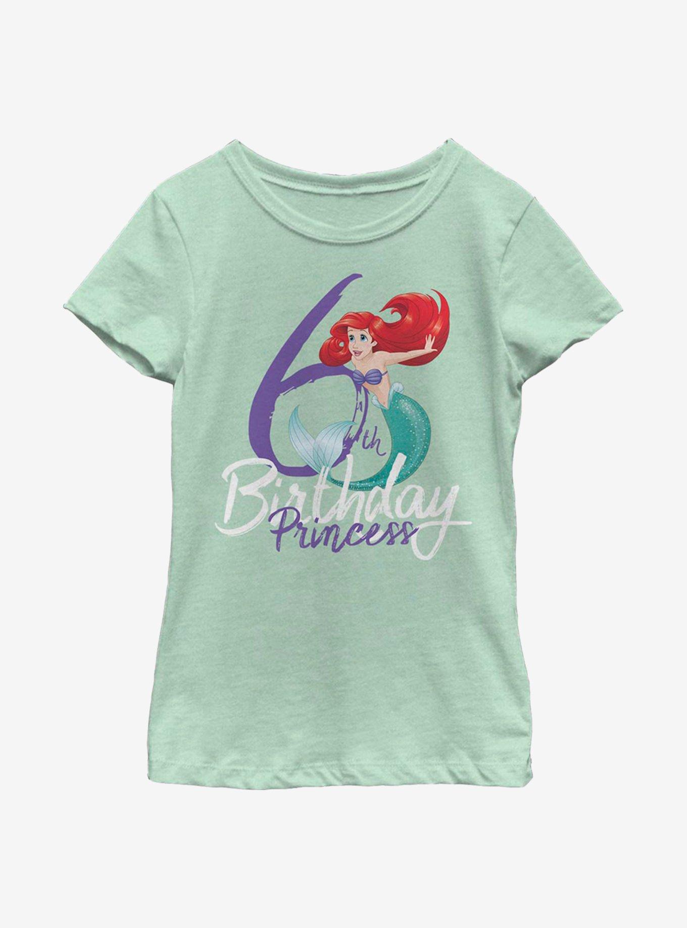 Disney The Little Mermaid Birthday Mermaid Six Youth Girls T-Shirt