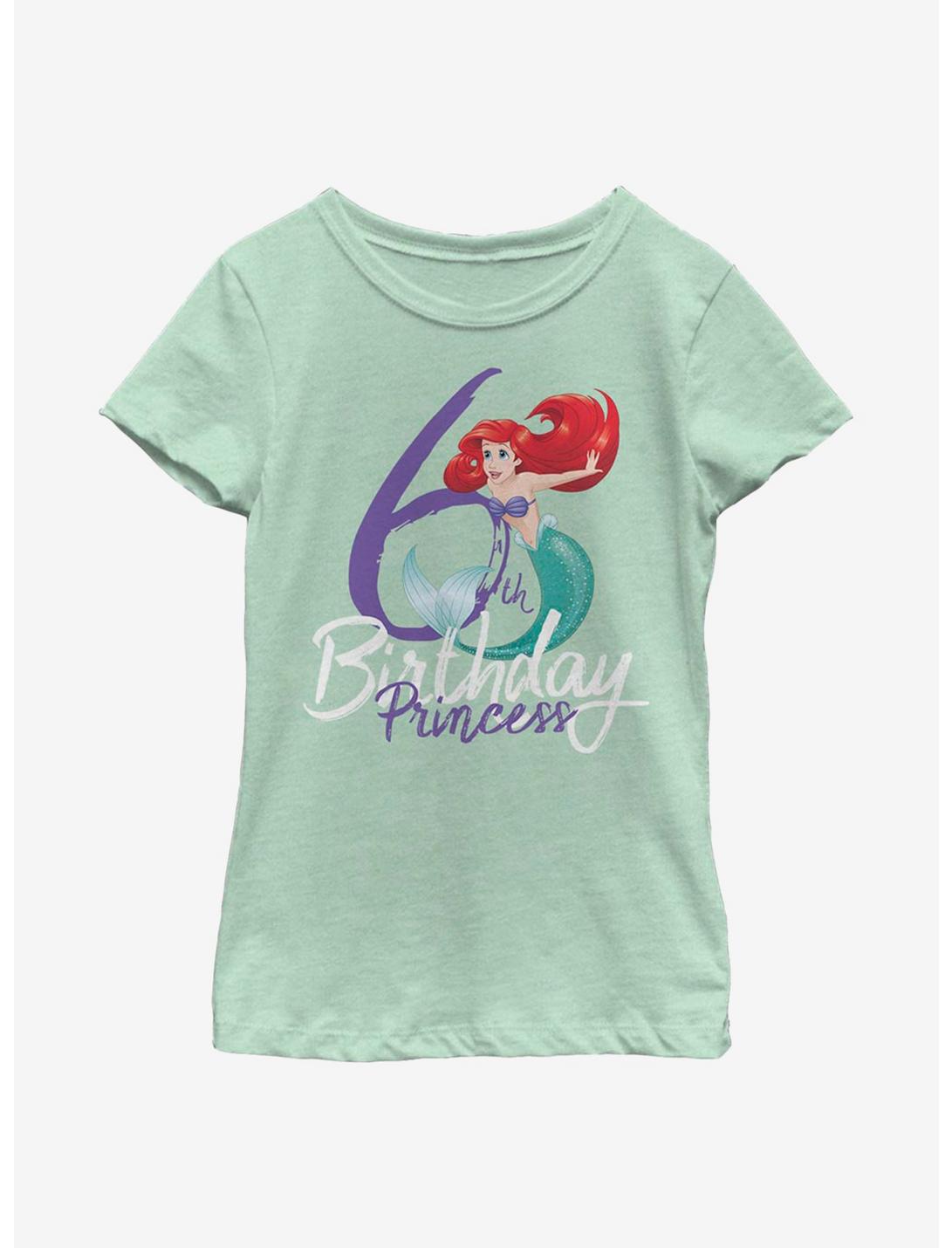 Disney The Little Mermaid Birthday Mermaid Six Youth Girls T-Shirt, MINT, hi-res
