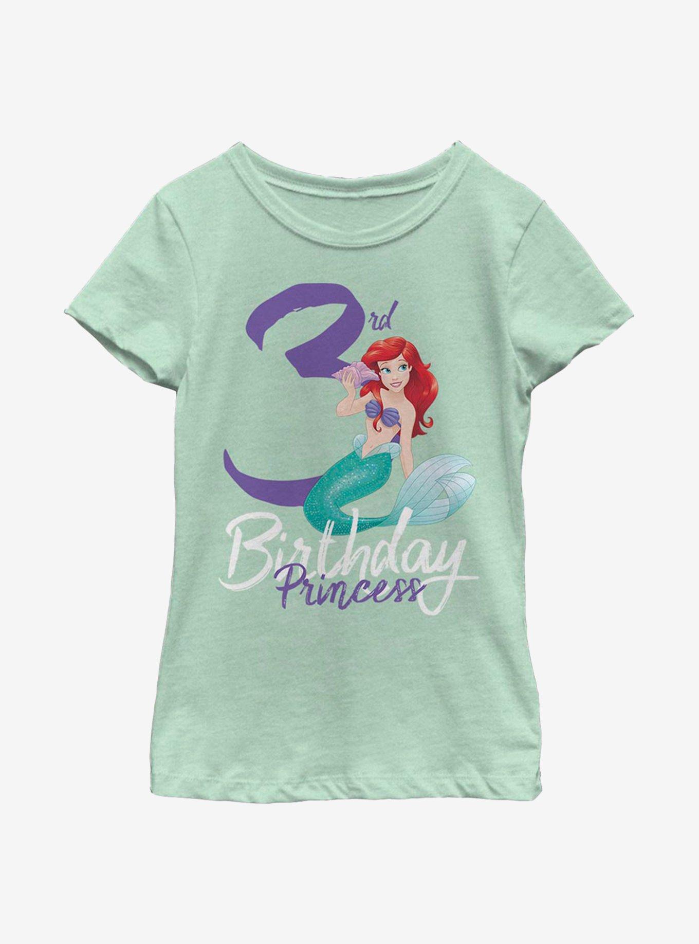 Disney The Little Mermaid Birthday Mermaid Three Youth Girls T-Shirt, , hi-res