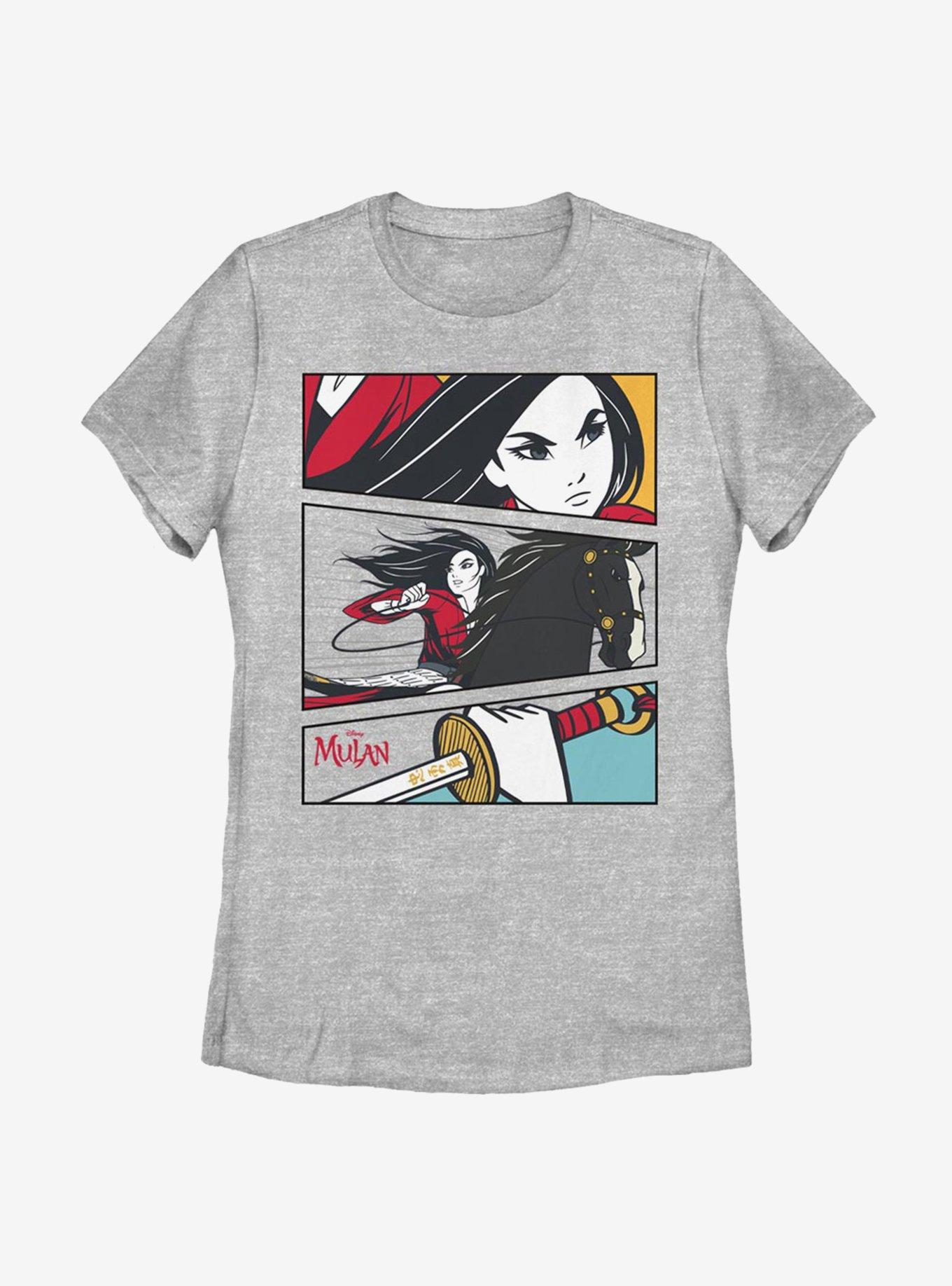 Disney Mulan Action Panels Womens T-Shirt, ATH HTR, hi-res
