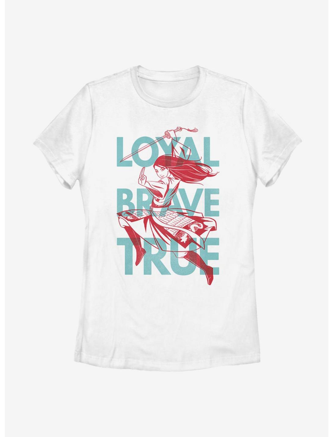 Disney Mulan Loyal, Brave, True Womens T-Shirt, WHITE, hi-res