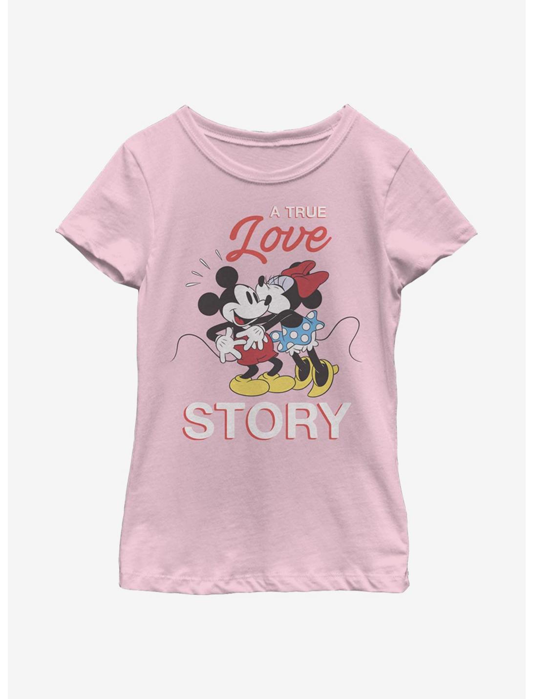 Disney Mickey Mouse True Love Story Youth Girls T-Shirt, PINK, hi-res