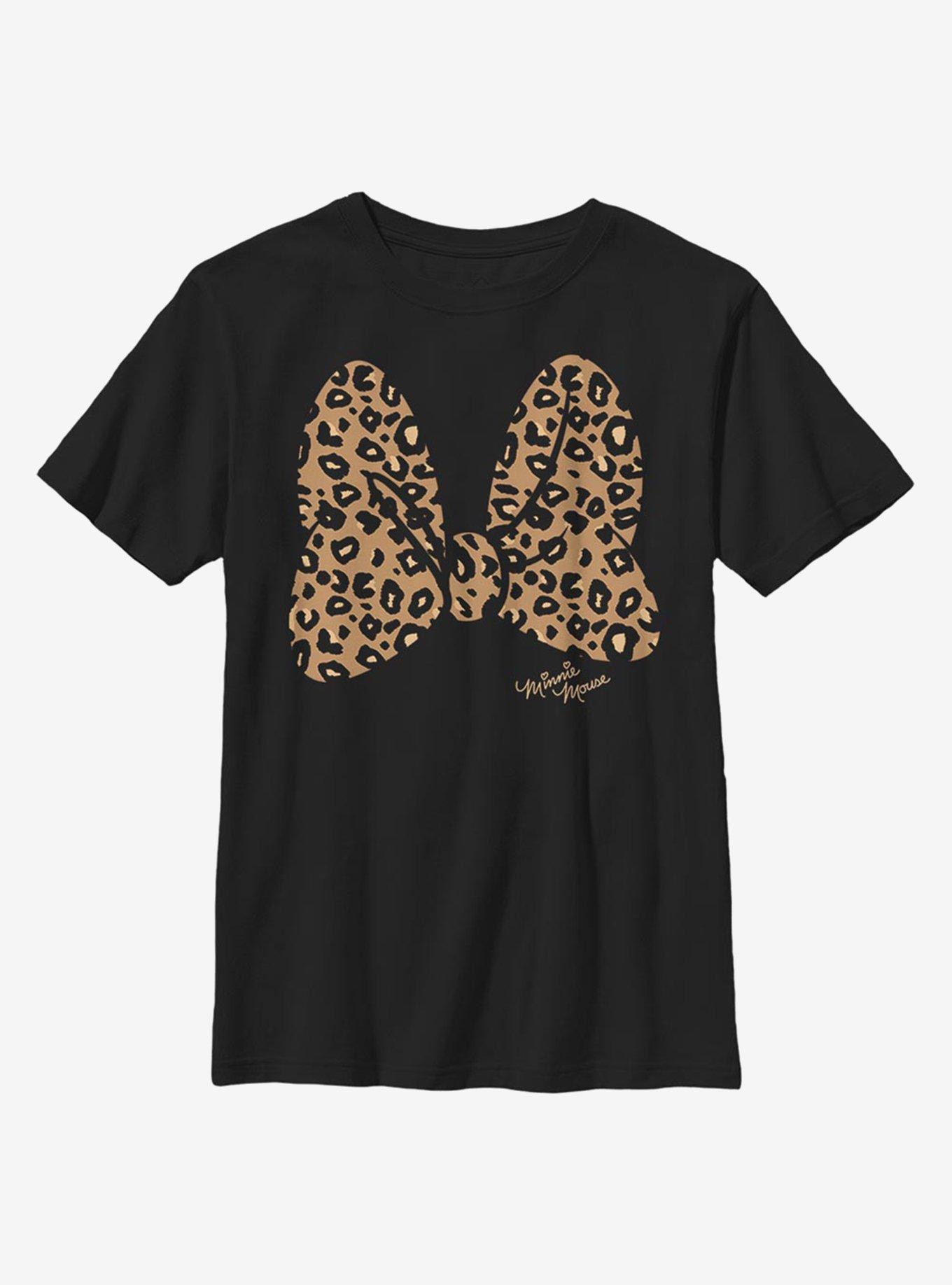 Disney Minnie Mouse Animal Print Bow Youth T-Shirt, , hi-res