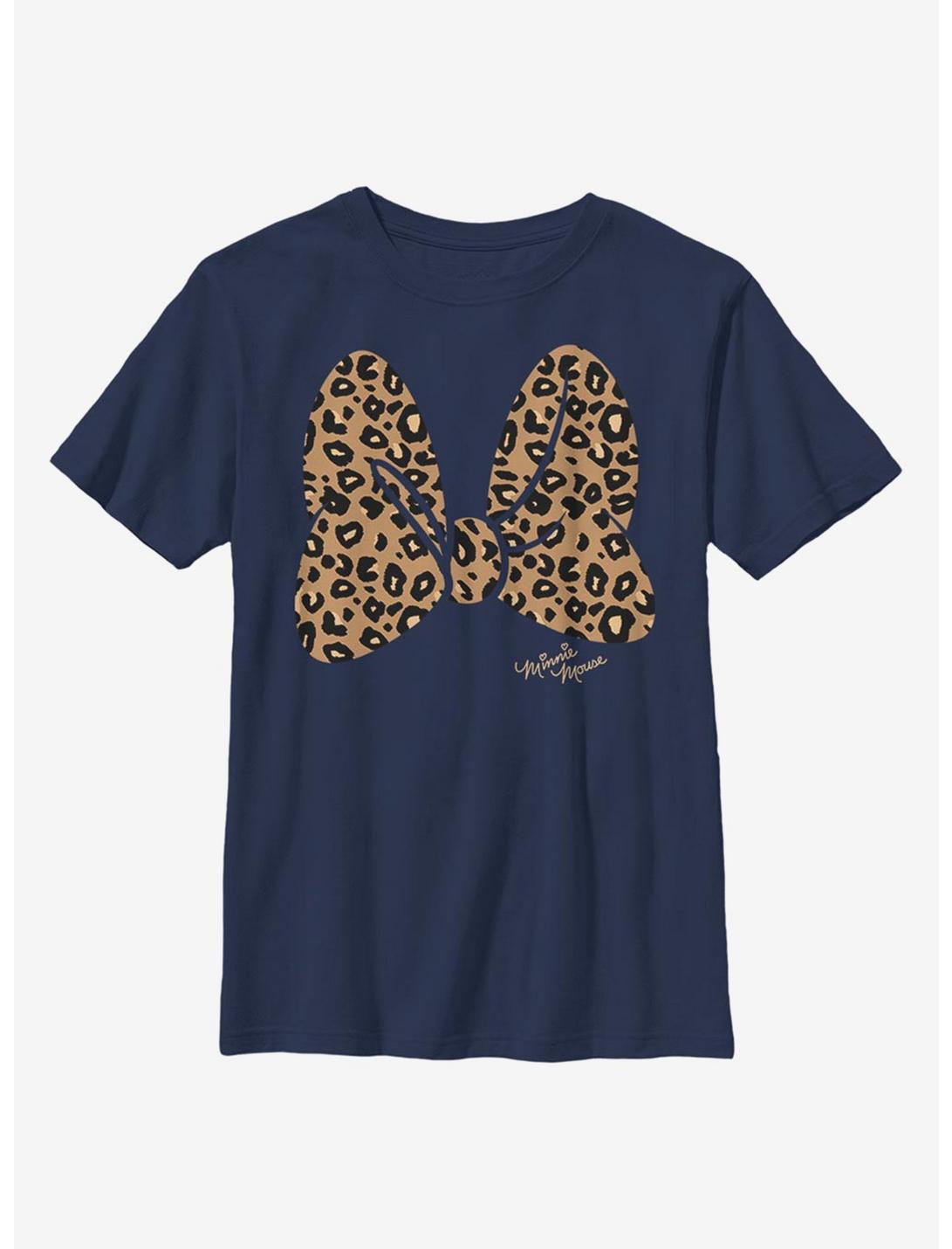 Disney Minnie Mouse Animal Print Bow Youth T-Shirt, NAVY, hi-res