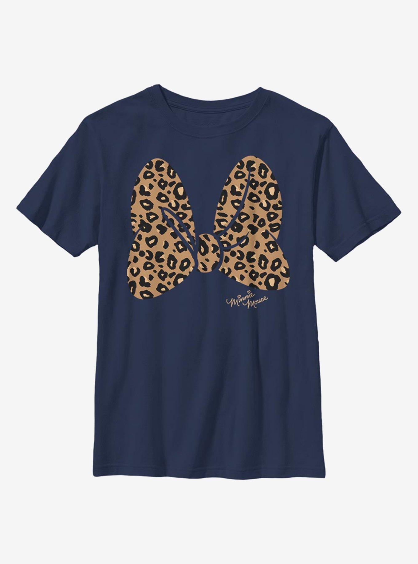 Disney Minnie Mouse Animal Print Bow Youth T-Shirt, , hi-res