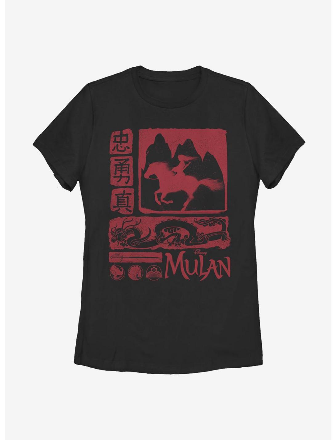 Disney Mulan Block Womens T-Shirt, BLACK, hi-res