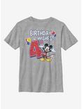 Disney Mickey Mouse Mickey Birthday 4 Youth T-Shirt, ATH HTR, hi-res