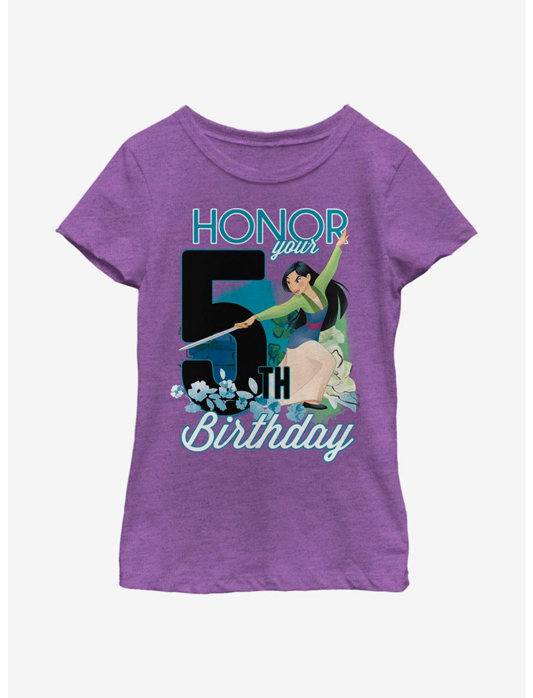 Disney Mulan Five Birthday Youth Girls T-Shirt, PURPLE BERRY, hi-res