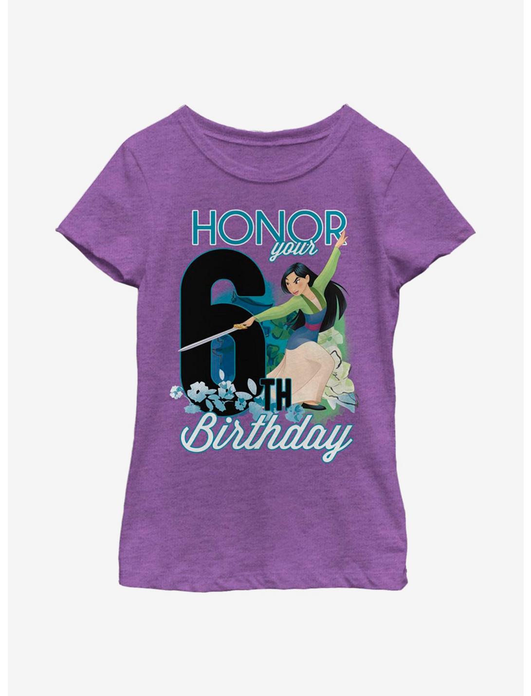 Disney Mulan Six Birthday Youth Girls T-Shirt, PURPLE BERRY, hi-res