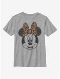 Disney Mickey Mouse Modern Minnie Face Leopard Youth T-Shirt, ATH HTR, hi-res
