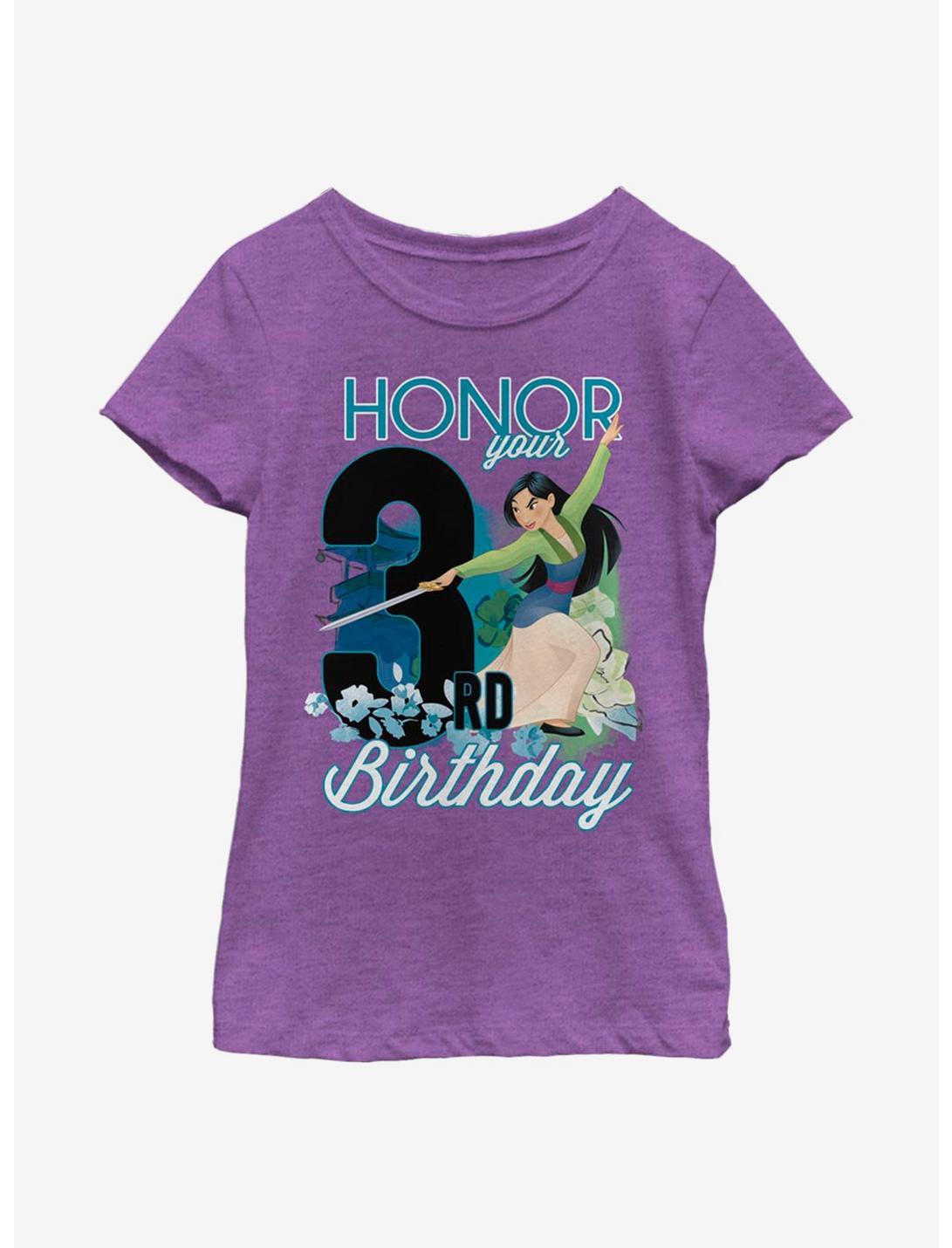 Disney Mulan Three Birthday Youth Girls T-Shirt, PURPLE BERRY, hi-res