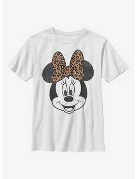 Disney Mickey Mouse Modern Minnie Face Leopard Youth T-Shirt, , hi-res