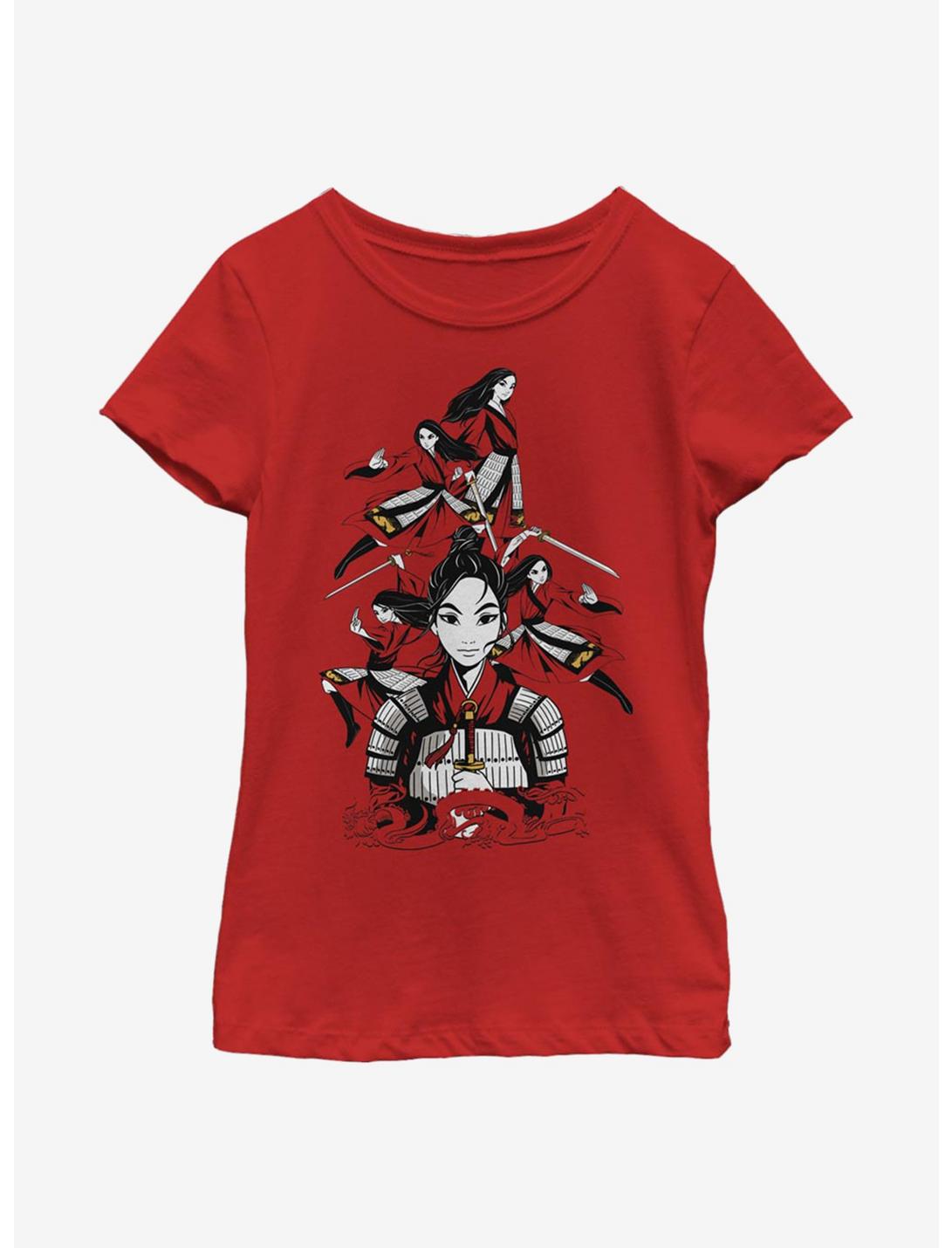 Disney Mulan Poses Youth Girls T-Shirt, RED, hi-res