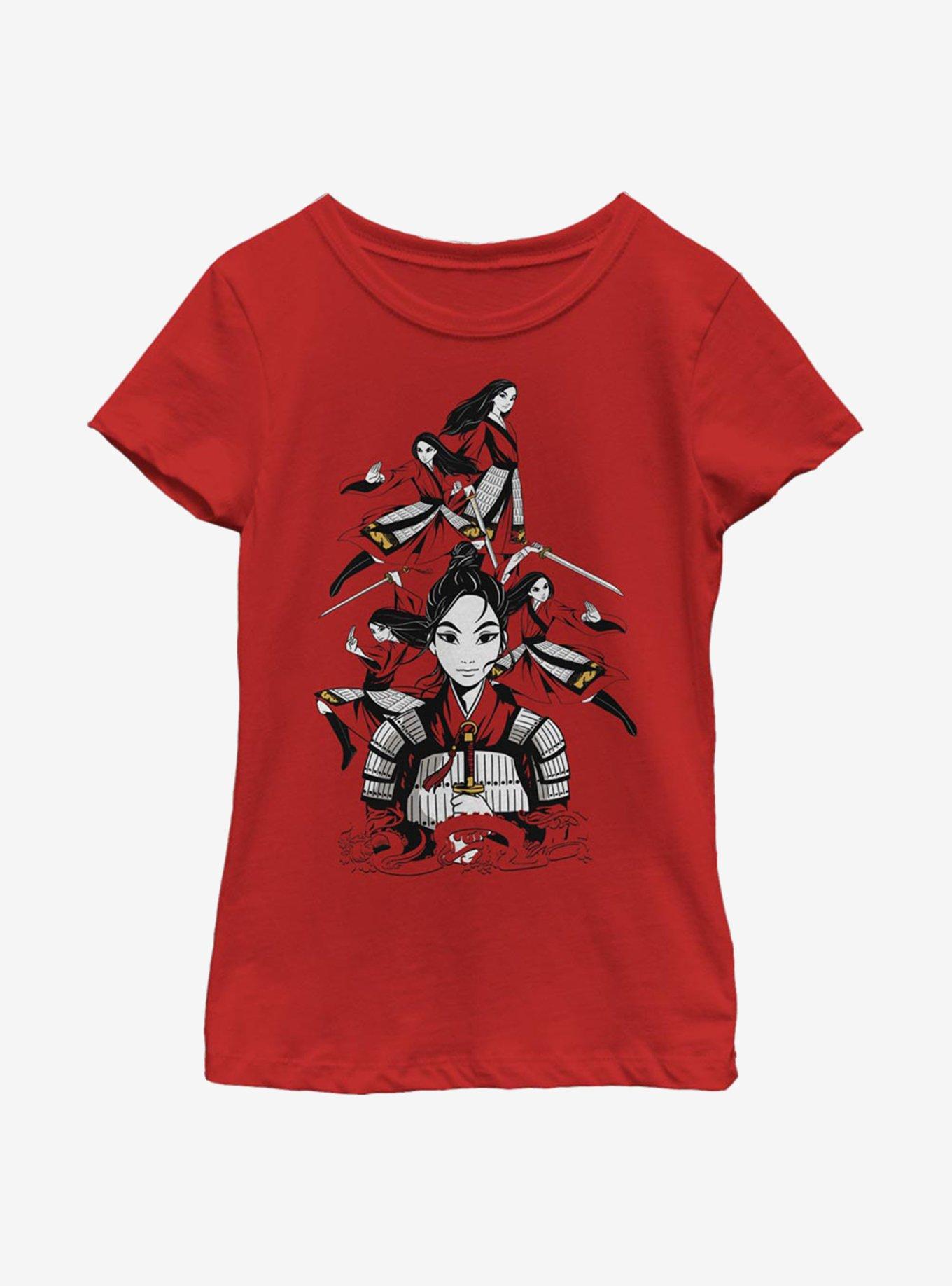 Disney Mulan Poses Youth Girls T-Shirt, RED, hi-res