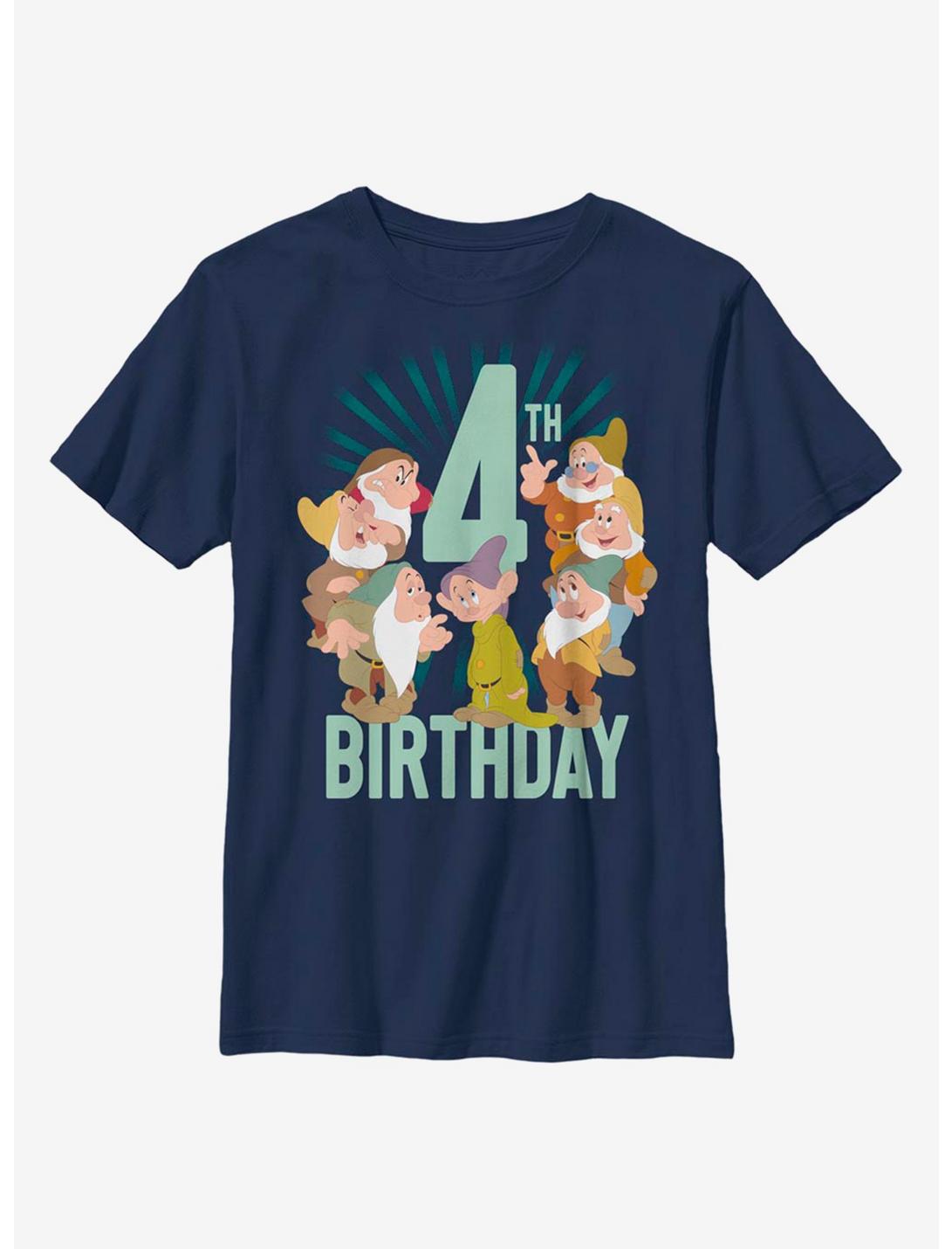 Disney Snow White Dwarfs Fourth Birthday Youth T-Shirt, NAVY, hi-res