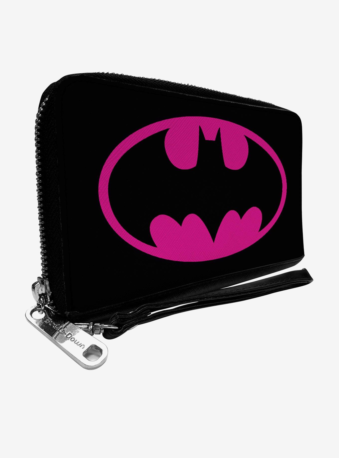 DC Comics Batman Bat Logo Black Fuchsia Zip Around Wallet, , hi-res