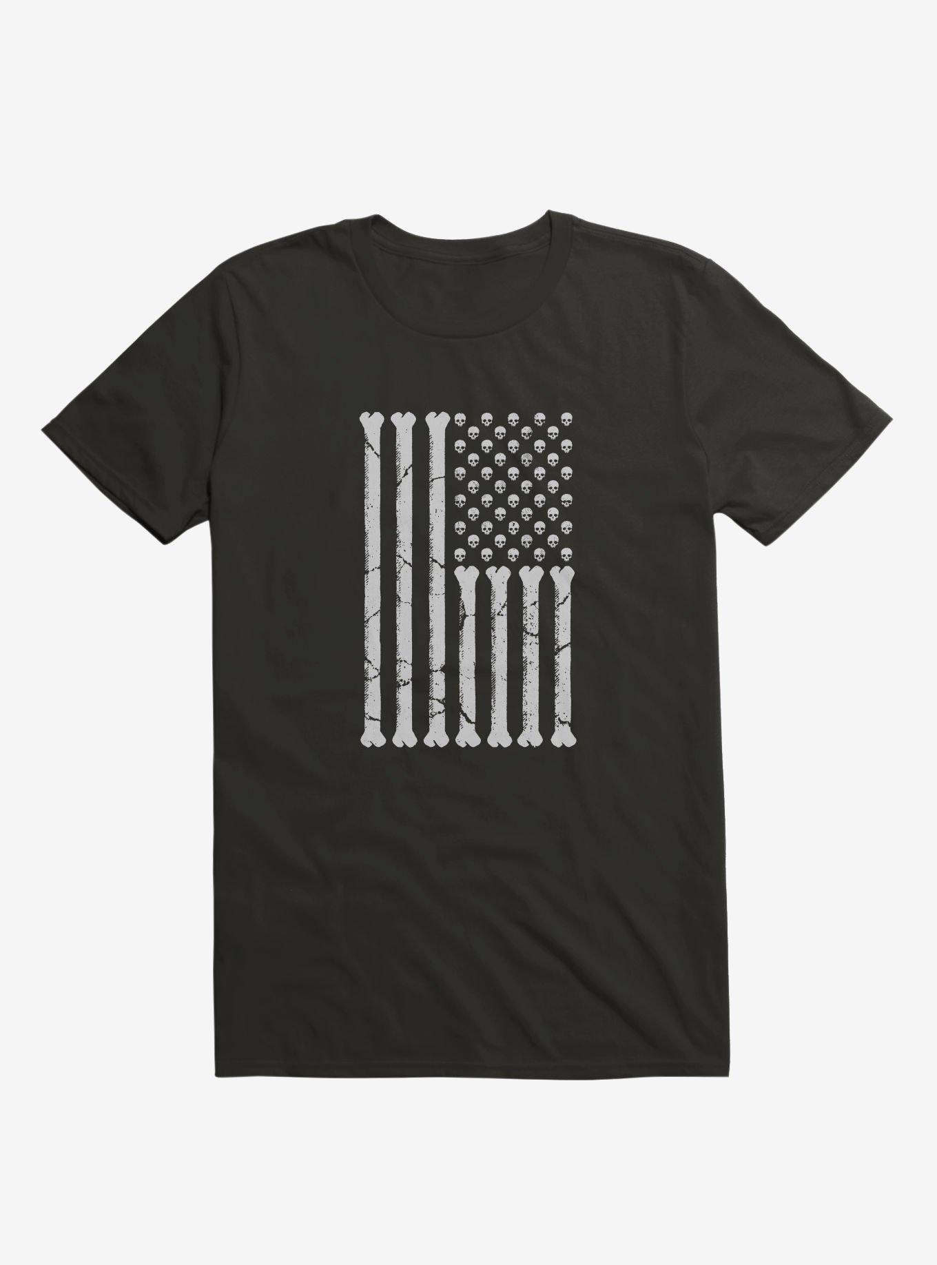 American Skulls And Bones T-Shirt, BLACK, hi-res