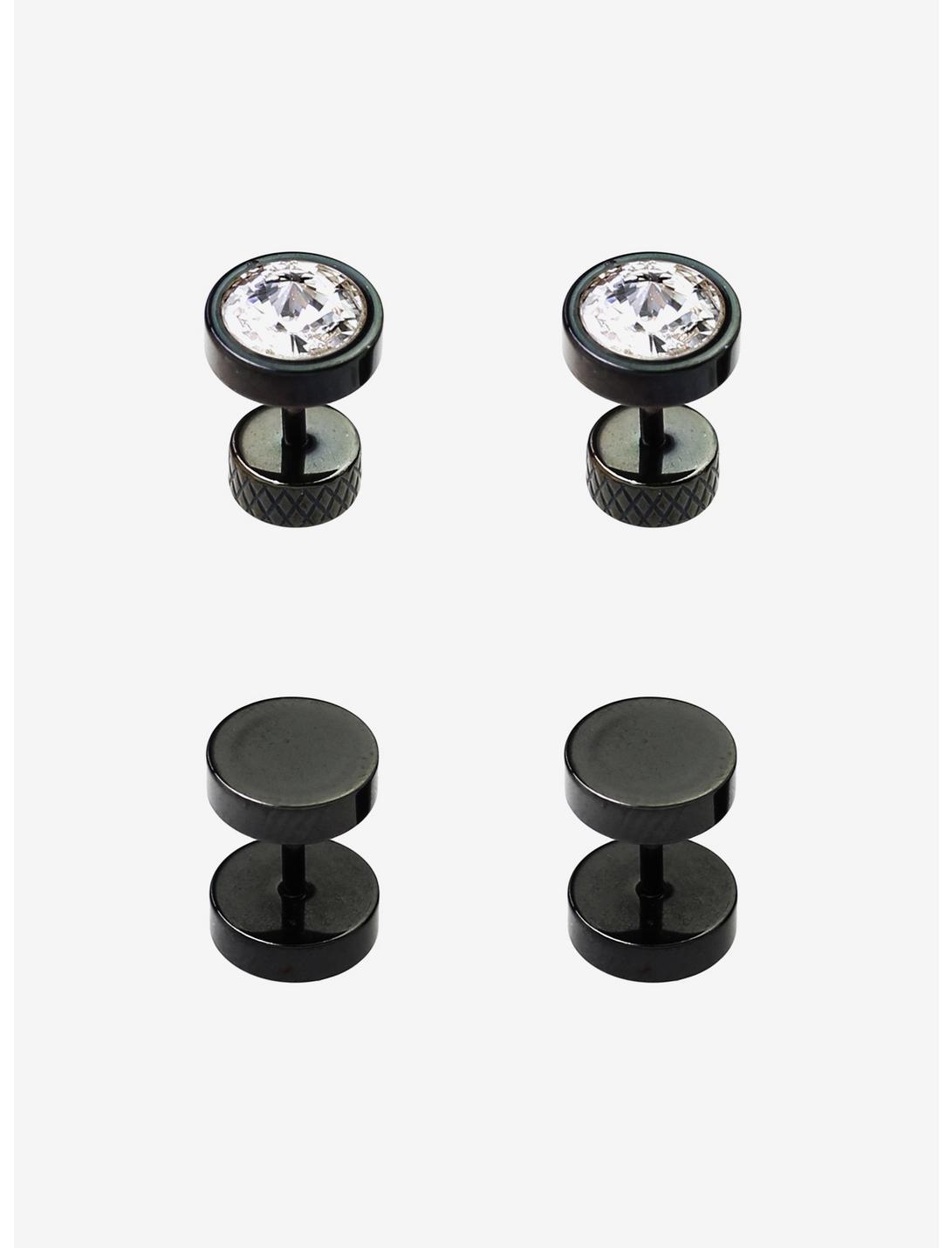 Black And Clear Bling Faux Plug 4 Pack, , hi-res