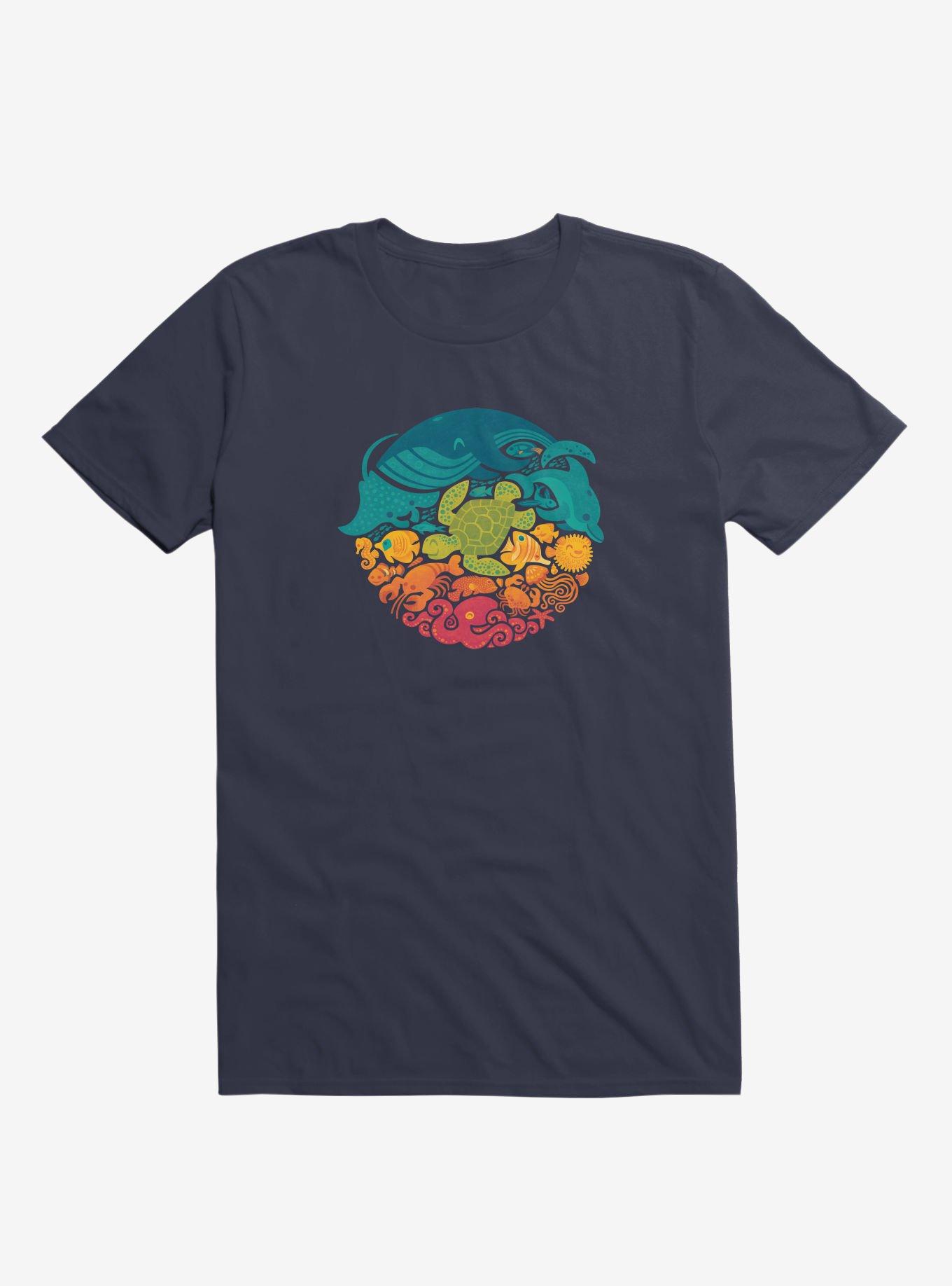 Aquatic Rainbow T-Shirt, NAVY, hi-res