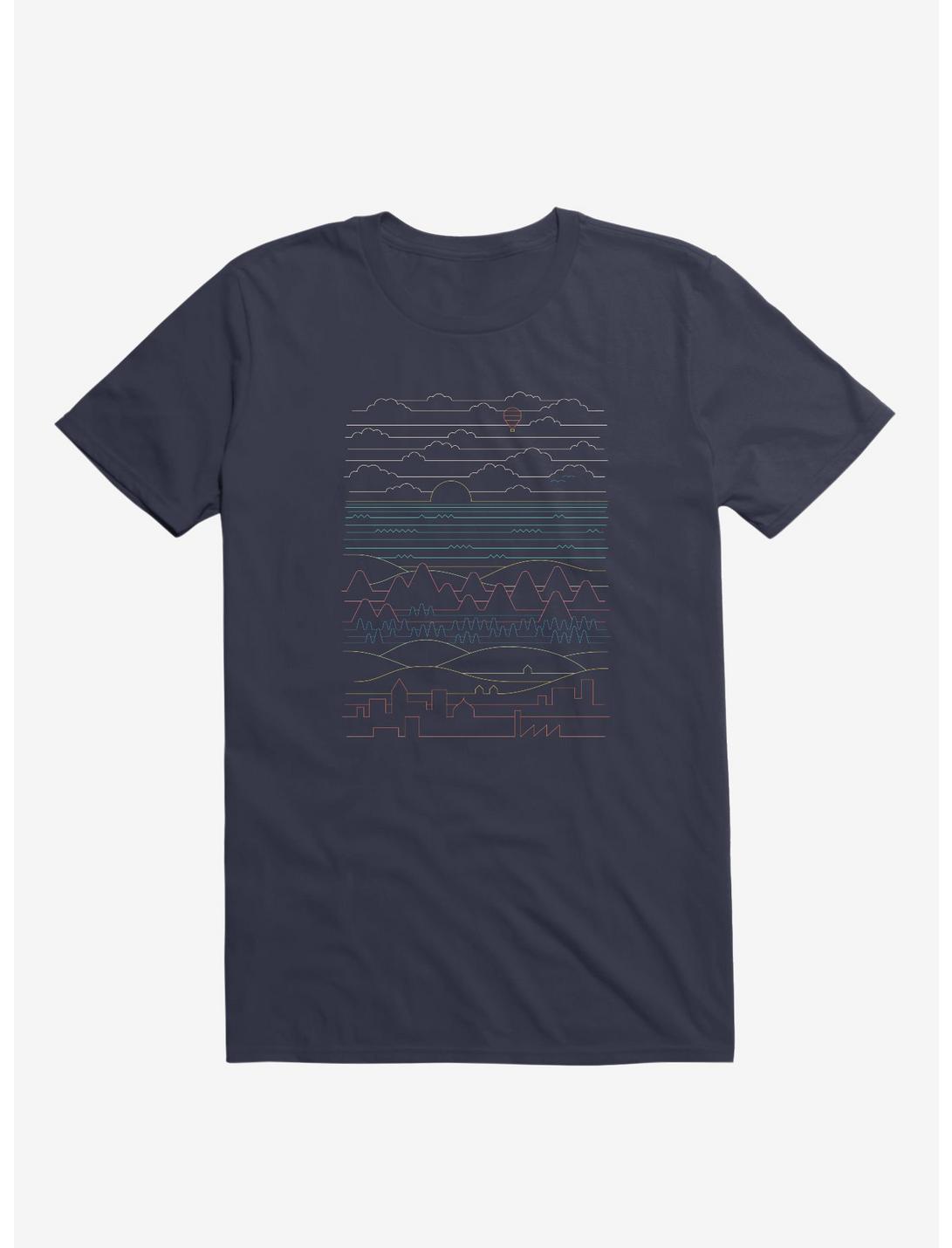 Linear Landscape T-Shirt, NAVY, hi-res