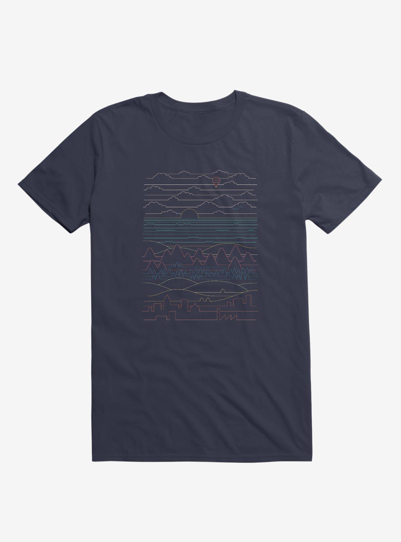 Linear Landscape T-Shirt, NAVY, hi-res