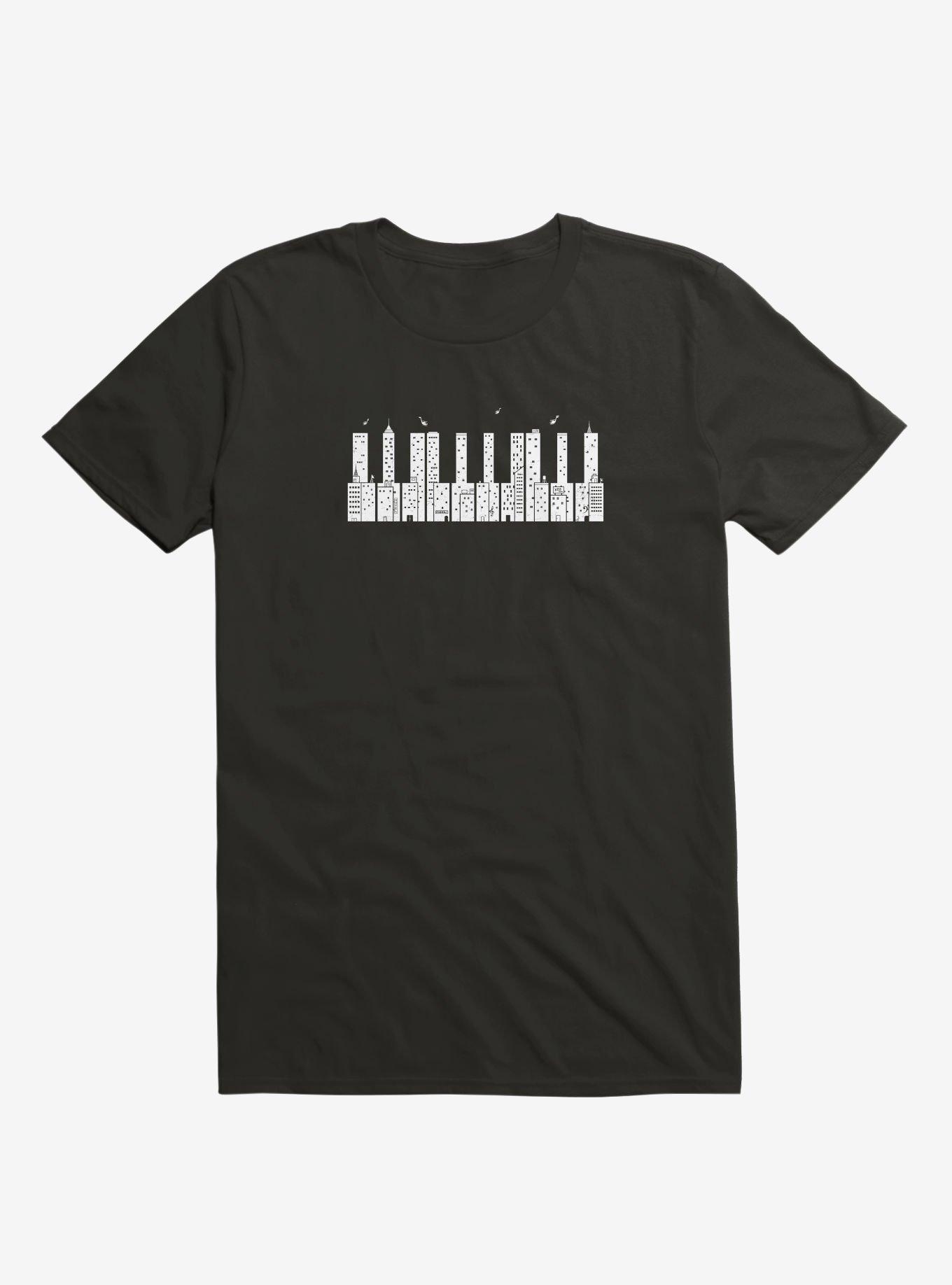 Piano Skyline T-Shirt, BLACK, hi-res