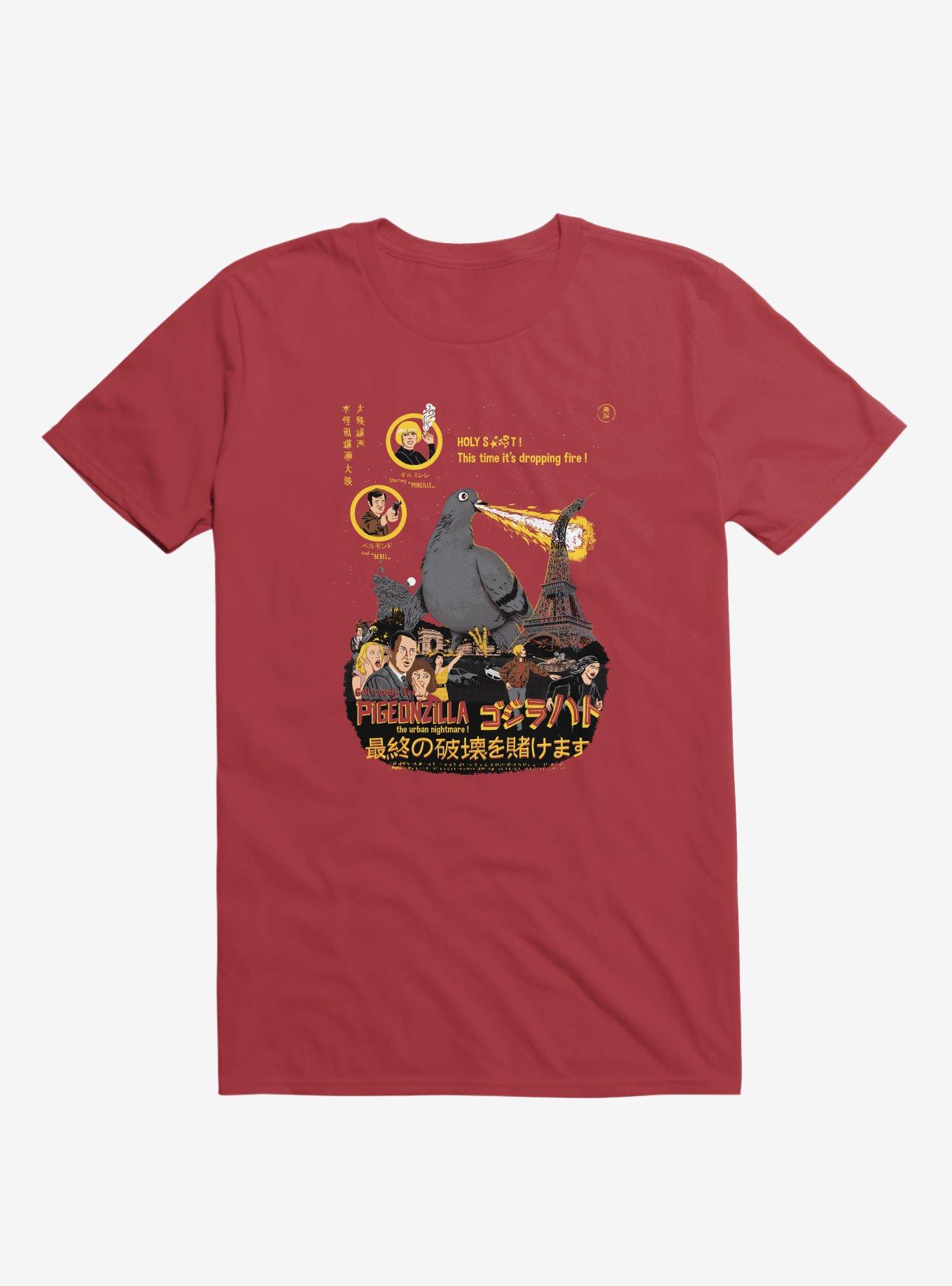 Pigeonzilla Omg! T-Shirt, RED, hi-res