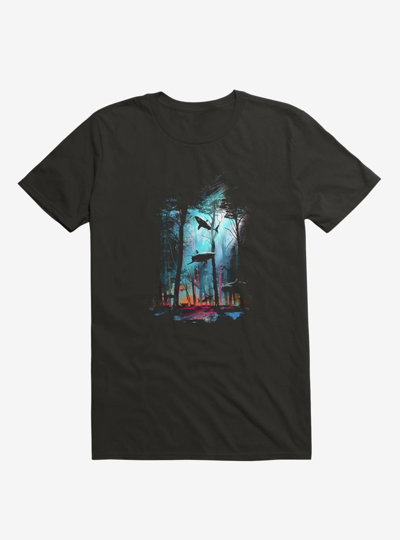 Shark Forest T-Shirt, BLACK, hi-res