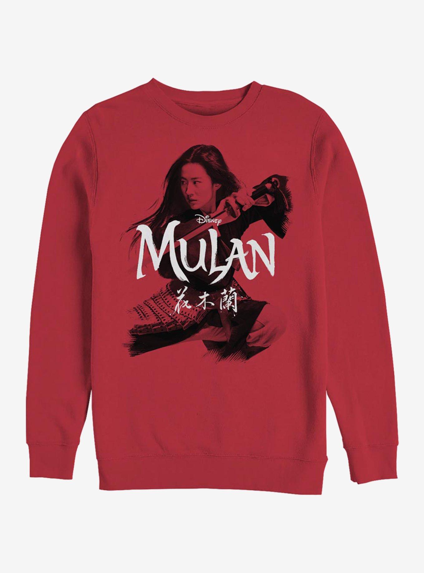 Disney Mulan Fighting Stance Crew Sweatshirt, RED, hi-res