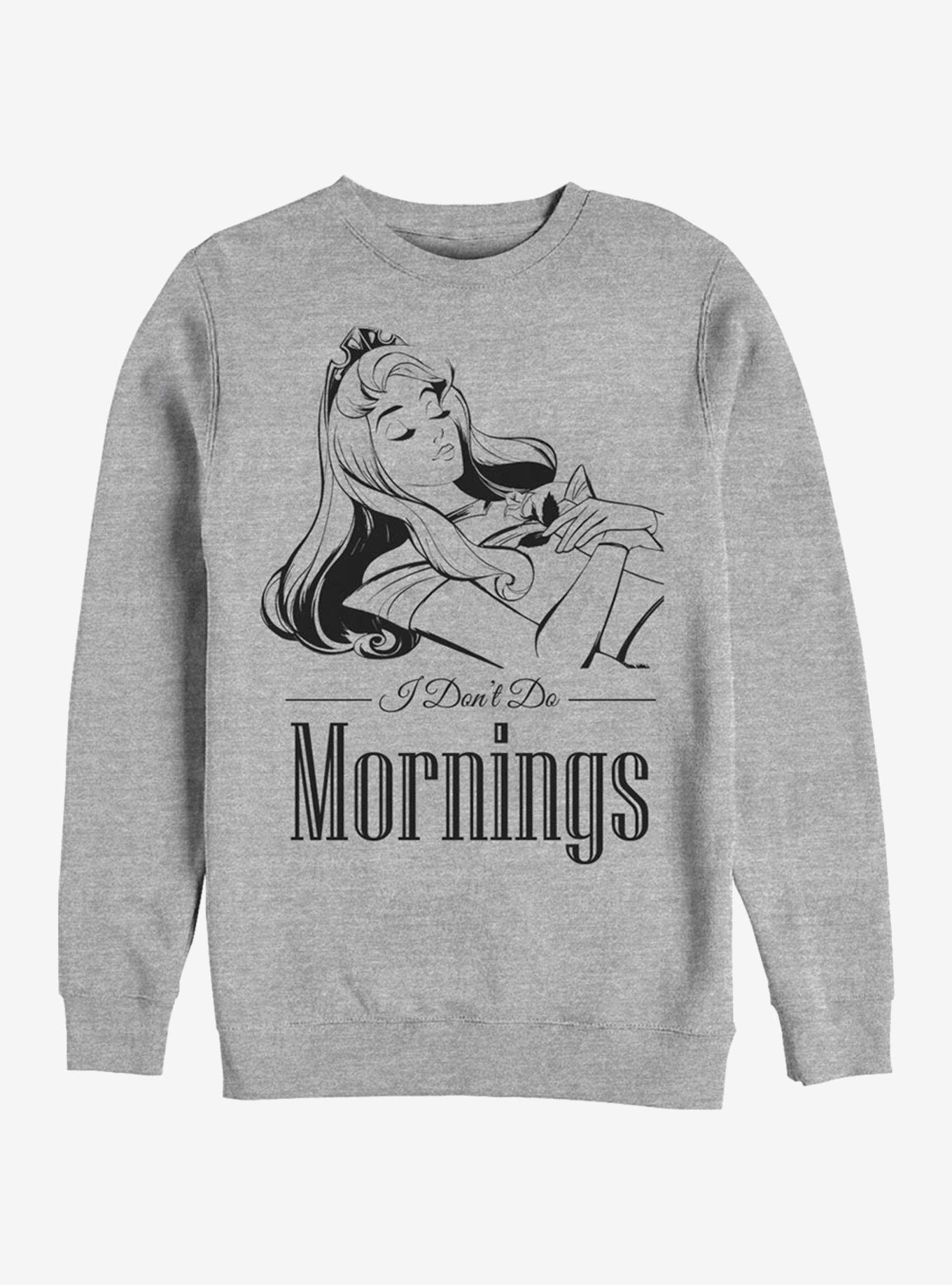 Disney Sleeping Beauty No Mornings Crew Sweatshirt, ATH HTR, hi-res