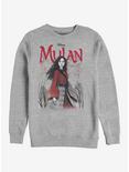 Disney Mulan Watercolor Mulan Title Crew Sweatshirt, ATH HTR, hi-res