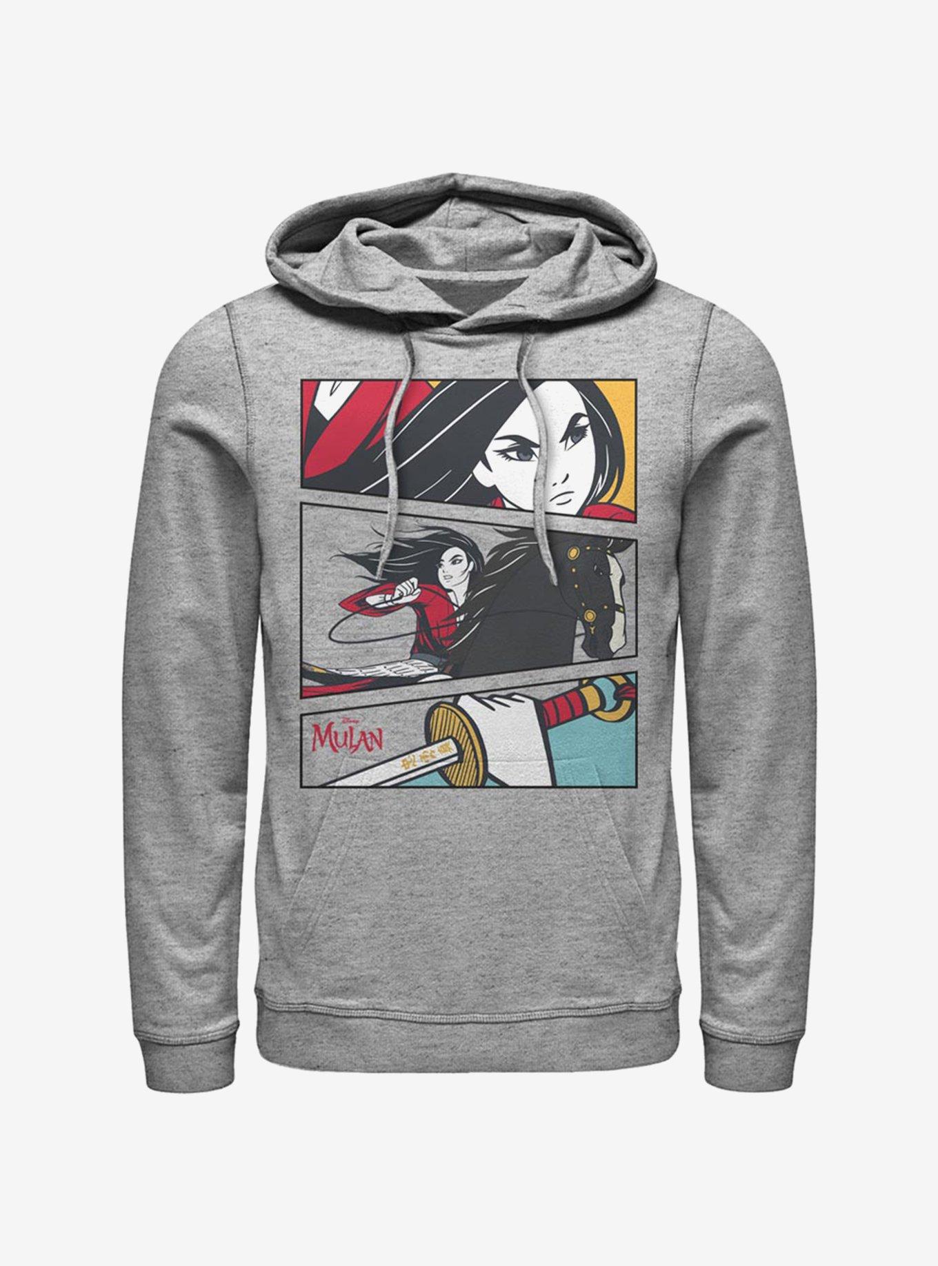 Disney Mulan Action Panels Hoodie, ATH HTR, hi-res