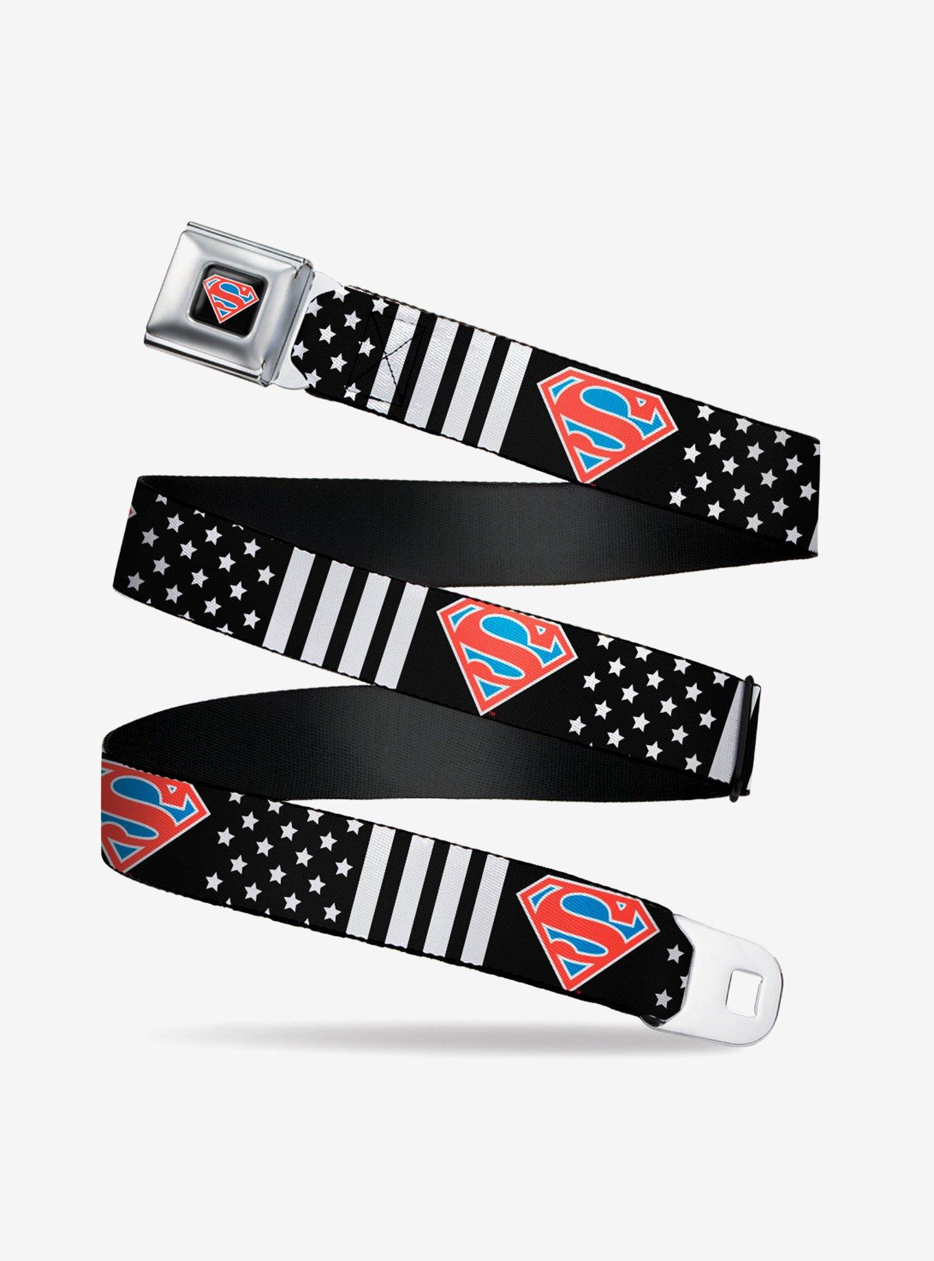 BUCKLEDOWN DC Comics Superman Shield Americana Stars Seatbelt Belt