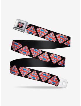 Plus Size DC Comics Superman Shield Flip Americana Seatbelt Belt, , hi-res
