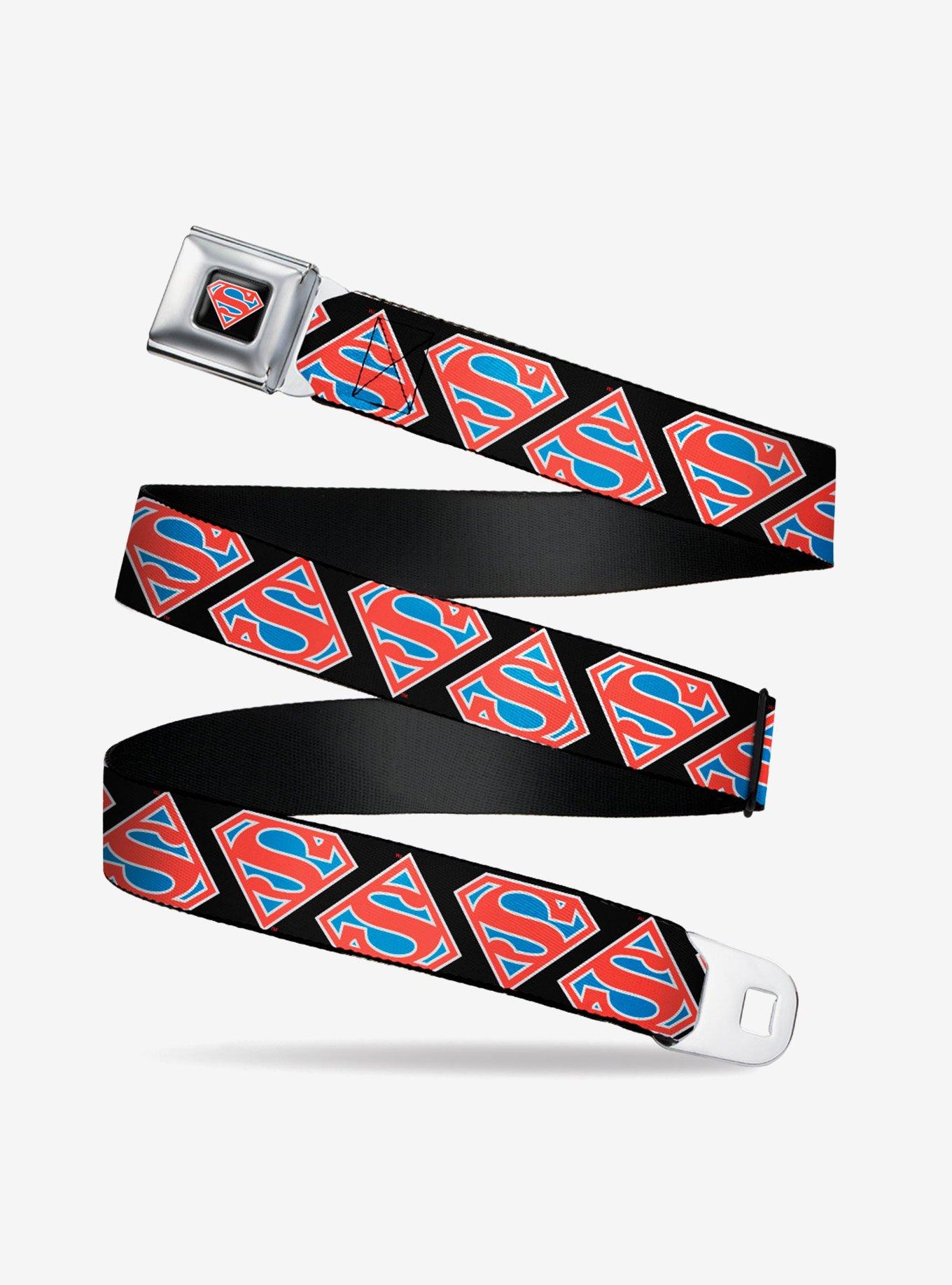 DC Comics Superman Shield Flip Americana Seatbelt Belt, BLACK, hi-res