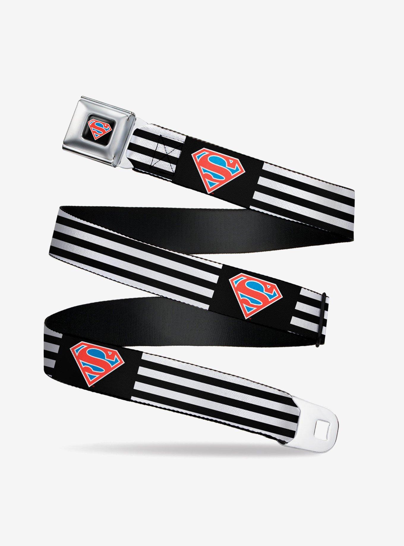 BUCKLEDOWN DC Comics Superman Shield Flip Americana Stripes Seatbelt Belt